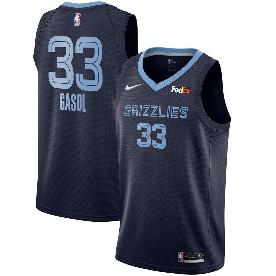 Men's Nike Marc Gasol Memphis Grizzlies Swingman Sponsor Patch Jersey – Icon Edition  Navy
