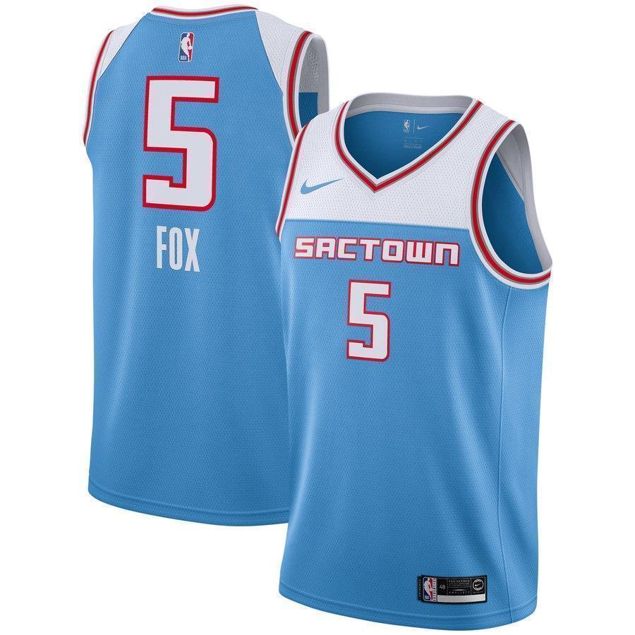 Men's Nike De'Aaron Fox Blue Sacramento Kings City Edition Swingman Jersey