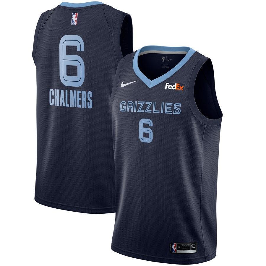 Men's Nike Mario Chalmers Memphis Grizzlies Swingman Sponsor Patch Jersey – Icon Edition  Navy