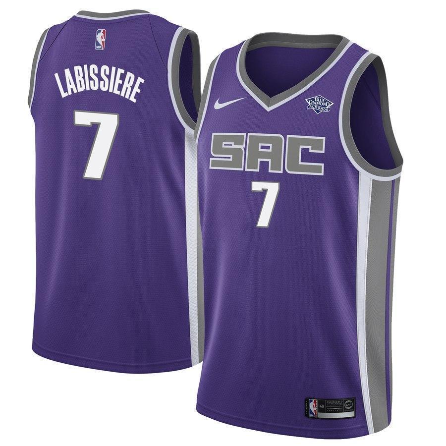 Men's Nike Skal Labissiere Purple Sacramento Kings Swingman Sponsor Patch Jersey  Icon Edition