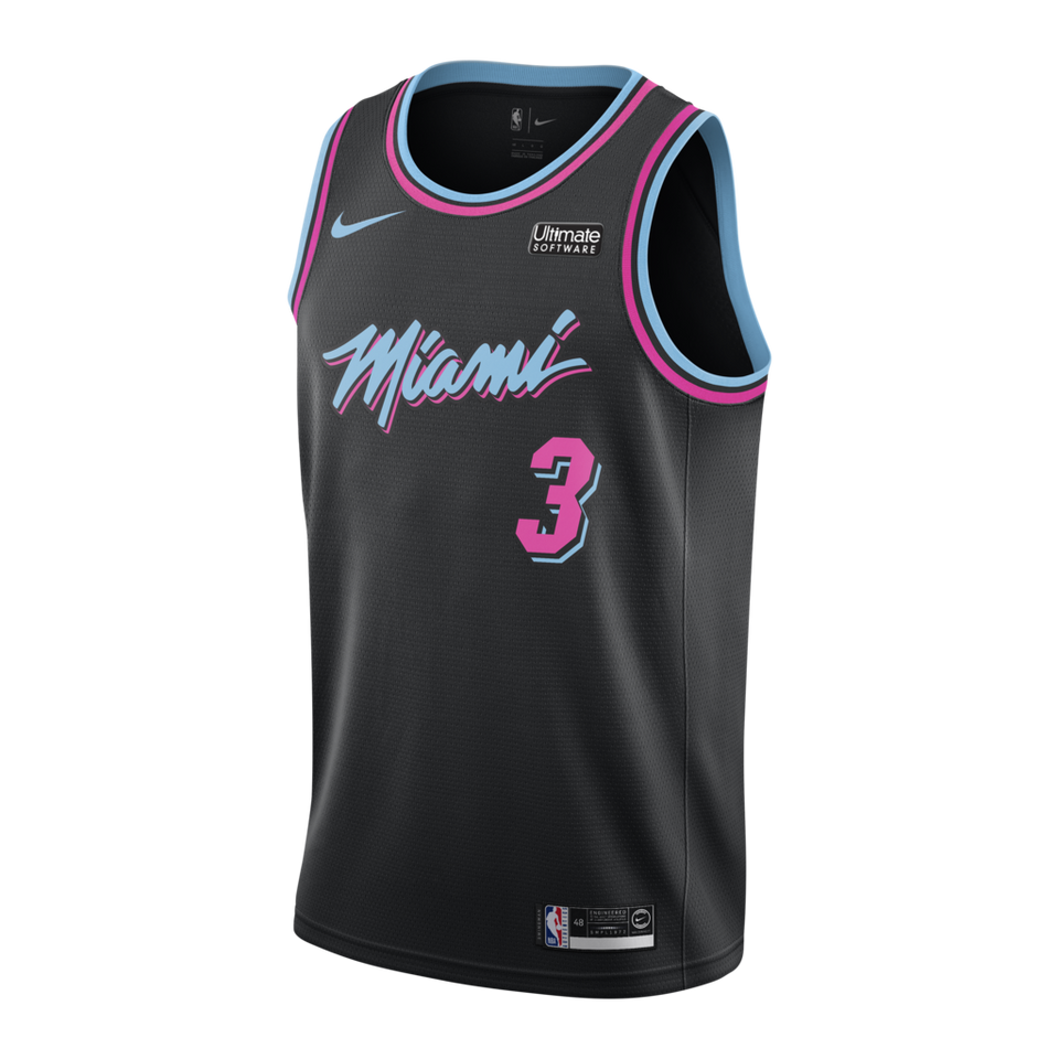 Dwyane Wade Nike Miami Heat Vice Nights Swingman Jersey  Black