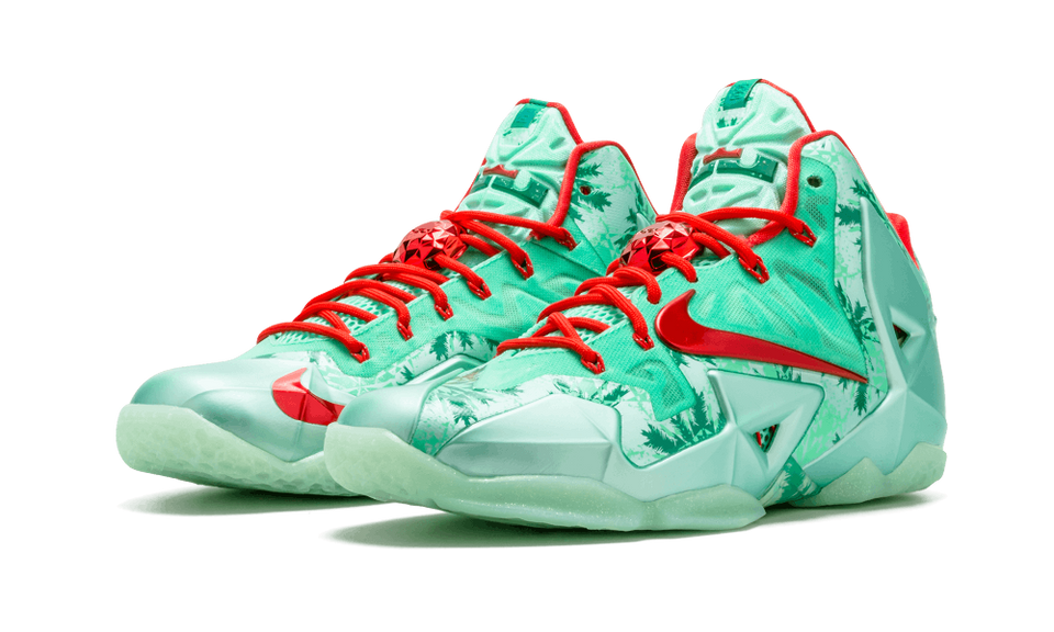 Nike Lebron Xi Green Glow/lt Crmsn-artic Grn