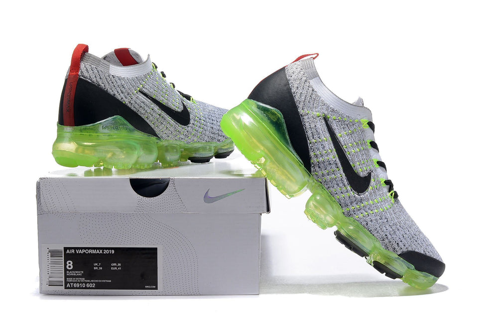 Nike Air Vapormax Flyknit 3 "Neon" Grey Black White Shoes Sneakers Men Sale Size US 7, 8, 8.5, 9, 10, 11