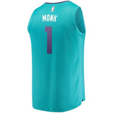Men's Fanatics Branded Malik Monk Teal Charlotte Hornets Fast Break Replica Jersey  Icon Edition  Aqua