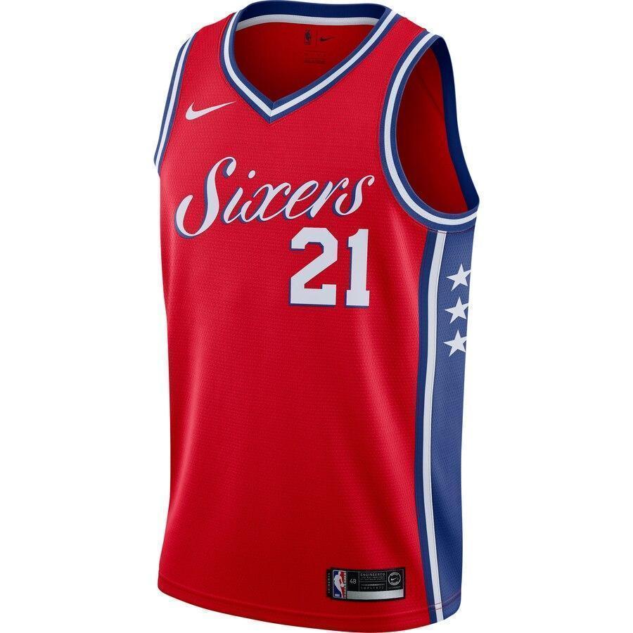 Men's Nike Joel Embiid Red Philadelphia 7ers Swingman Jersey  Statement Edition  Red