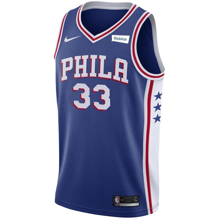 Men's Nike Robert Covington Royal Philadelphia 7ers Swingman Sponsor Patch Jersey  Icon Edition  Royal