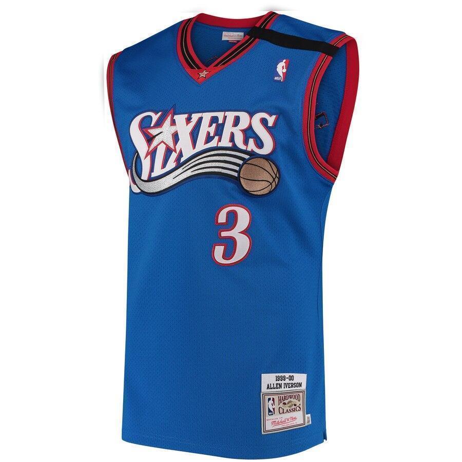 Men's Mitchell & Ness Allen Iverson Royal Philadelphia 7ers Road / Hardwood Classics Authentic Jersey  Royal