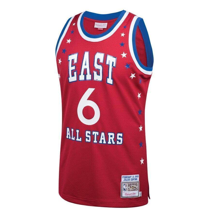 Men's Mitchell & Ness Julius Erving Red Eastern Conference  AllStar Hardwood Classics Authentic Jersey  Red